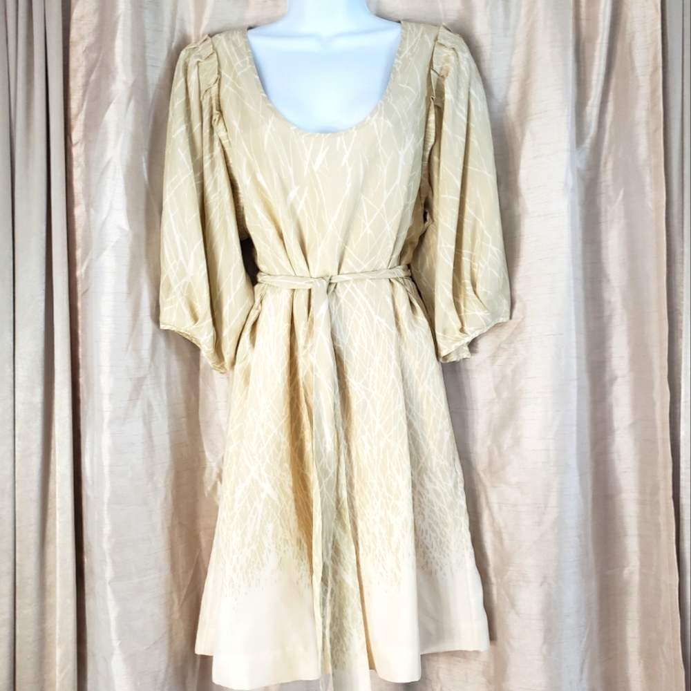 NWOT Banana Republic cream silk A-line dress Womens Large